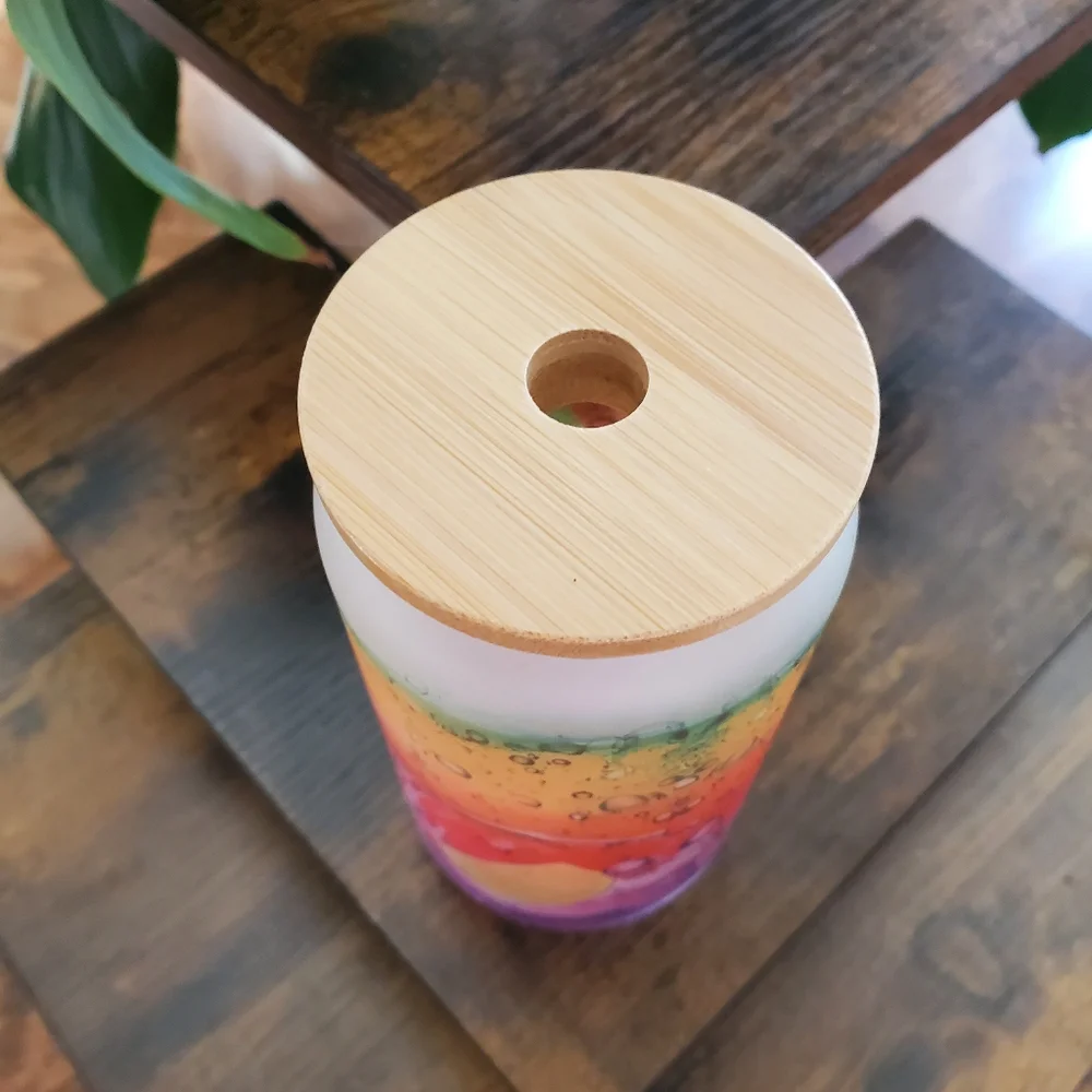 Fun Fruit Slices Frosted Glass Jar Tumbler 🎉sale